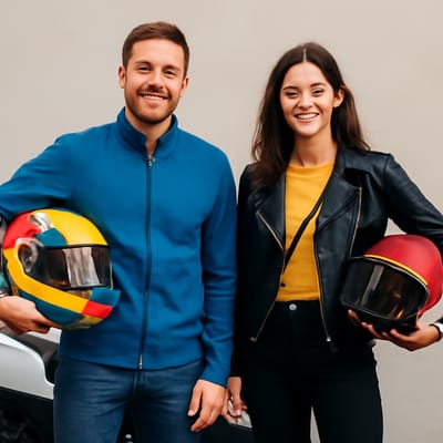 Como combinar capacete colorido com roupas e acessórios